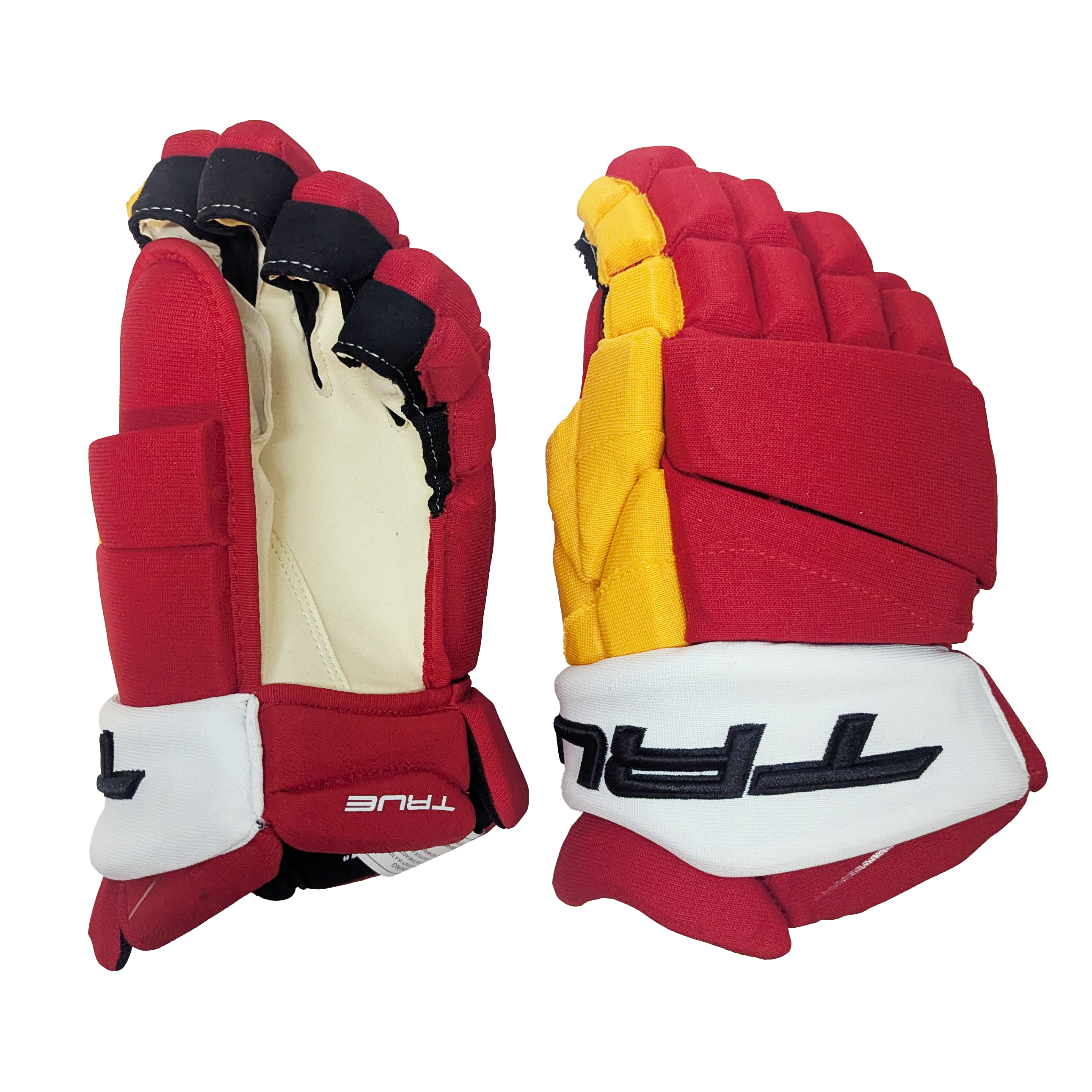 True Catalyst 9X - Gant professionnel de la LNH - Flames de Calgary (rouge/jaune/blanc)